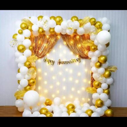Golden & White Anniversary Balloon Decoration