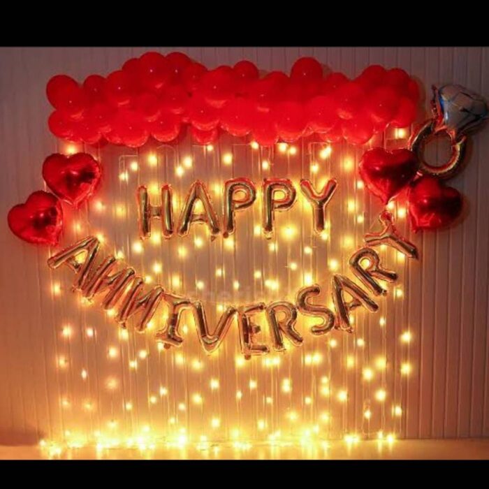 Red & Gold Anniversary Balloon Decoration