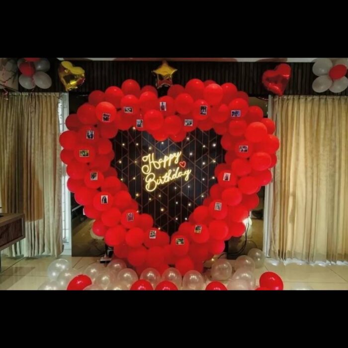Red Heart-Shaped Birthday Balloon Decoration Red Heart Shaped Birthday Balloon Decoration