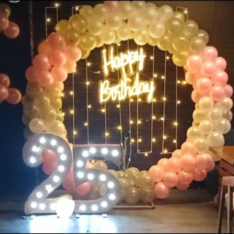 Pink and Gold Birthday Balloon Decoration
