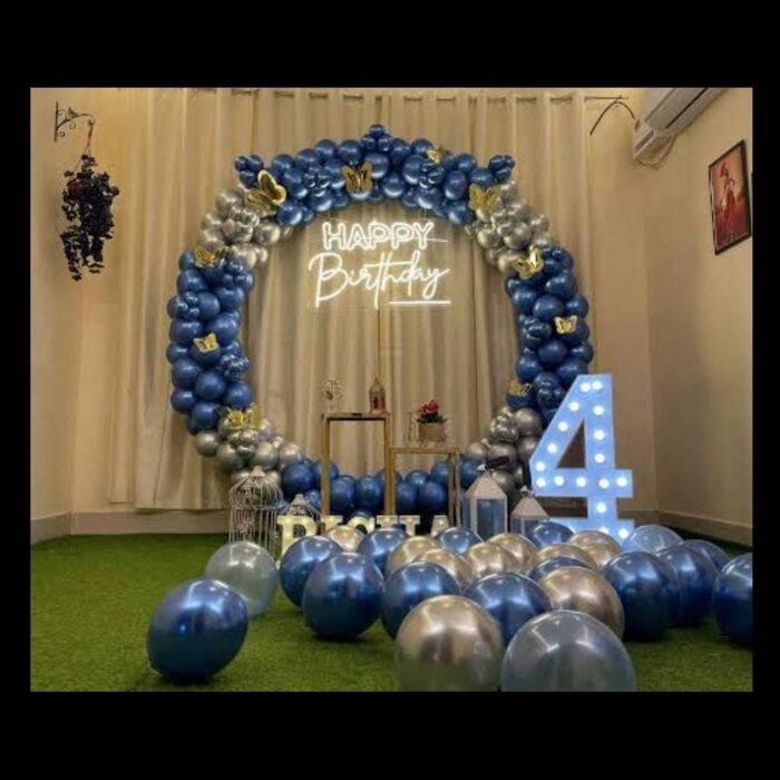 Blue and Silver Round Arch Balloon Decoration