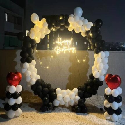 Black & White Round Balloon Arch Decoration