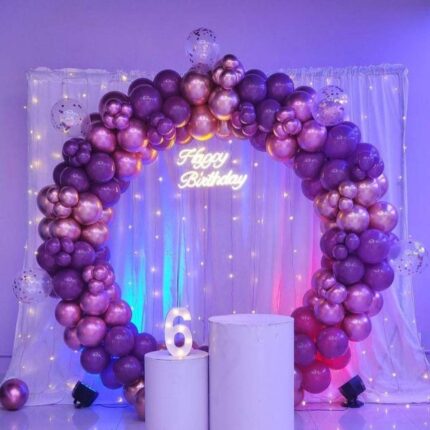 Purple & Rose Gold Round Balloon Arch Decoration