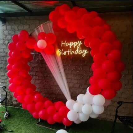 Red & White Round Balloon Arch Decoration