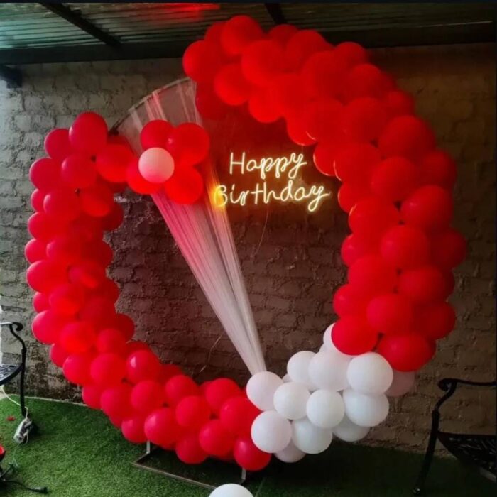 Red & White Round Balloon Arch Decoration Red & White Round Balloon Arch Decoration
